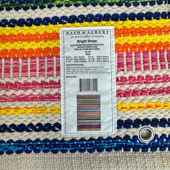 Annie Selke Dash & Albert Bright Stripe Hand Woven Indoor Outdoor Rug - Picture 5 of 5